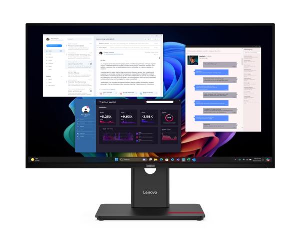 Lenovo ThinkVision T27UD-40 27" 4K UHD IPS Monitor with 100W USB-C PD, 350cd/m², HDR10, USB Hub, RJ45 LAN, VESA Mount