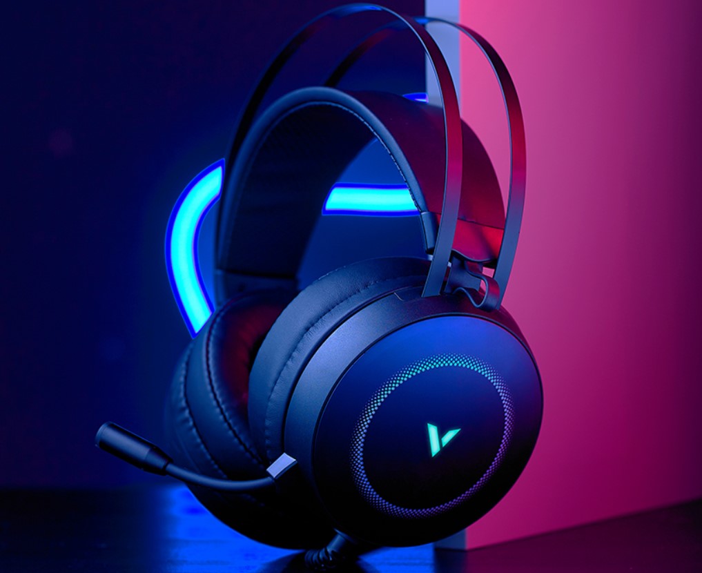 Rapoo VH160 USB 7.1 Surround Sound Gaming Headset with ENC Microphone and RGB LED, Lightweight Comfort for PC
