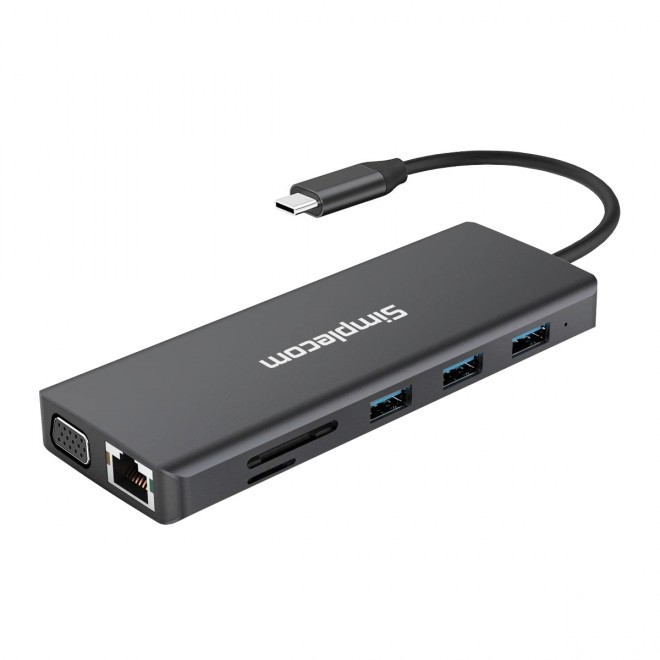 Simplecom CHN612 USB-C 12-in-1 Multiport Docking Station with Dual HDMI, VGA Triple Display & Gigabit Ethernet, 100W PD Charging
