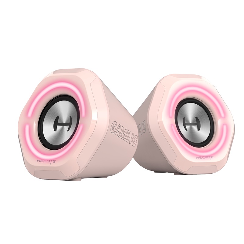Edifier G1000 Pink Gaming 2.0 Speaker System with Bluetooth 5.0, USB Audio, AUX Input, RGB 10 Lighting Effects, 10W RMS