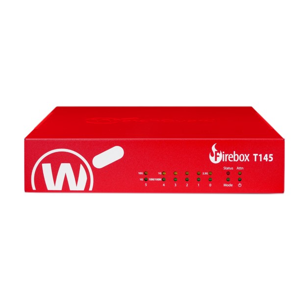 WatchGuard Firebox T145 Network Security Appliance – Quad-Core 1.8 GHz, 4GB DDR4, Multi-Gigabit Connectivity, Fanless Design – Appliance Only, License Sold Separately