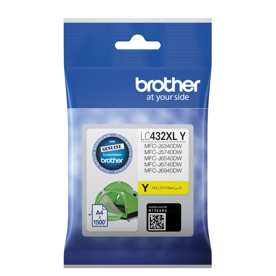 Brother LC432XLY Genuine Yellow High Yield Ink Cartridge - Up to 1500 Pages for MFC-J5340DW Series Printers