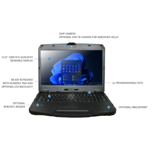 DURABOOK S15 Semi-Rugged 15.6" FHD Laptop with Intel Core i5-1235U, 16GB RAM, 1TB PCIe SSD, Wi-Fi 6E, Bluetooth 5.3, 1000 NIT Sunlight-Readable Display, Windows 11 Pro, 3-Year Warranty