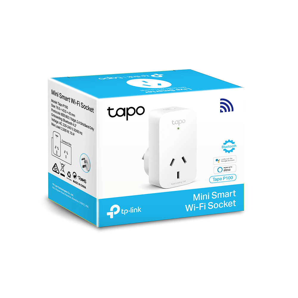 TP-Link Tapo P100 Mini Smart Wi-Fi Socket (1-Pack) with Remote & Voice Control, Scheduling, Away Mode, Compact Design, No Hub Required