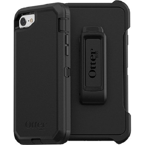 OtterBox Defender Rugged Case for Apple iPhone SE (3rd & 2nd Gen), iPhone 8 and iPhone 7 - Black, DROP+ Military Grade Protection, Holster Included