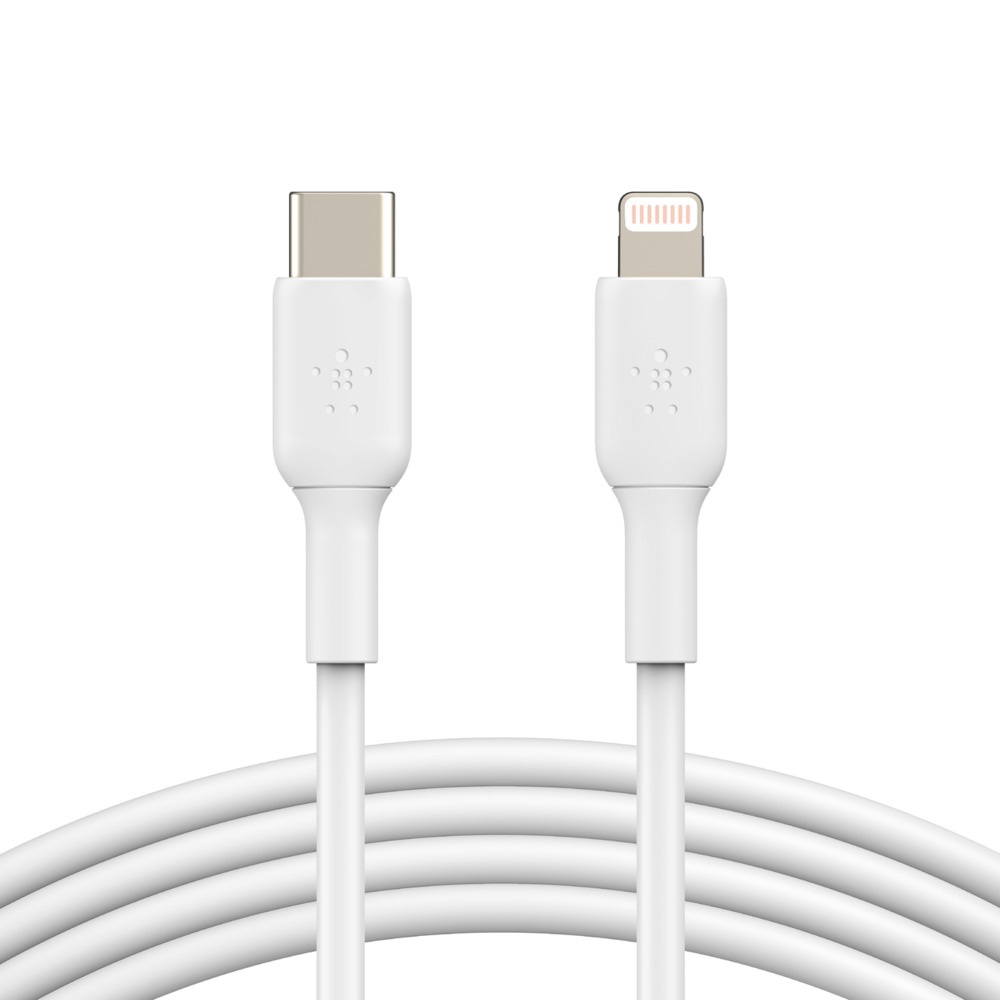 Belkin BoostCharge 1M USB-C to Lightning Cable - MFi Certified, Fast Charging 18W, Durable 25,000+ Bends, White