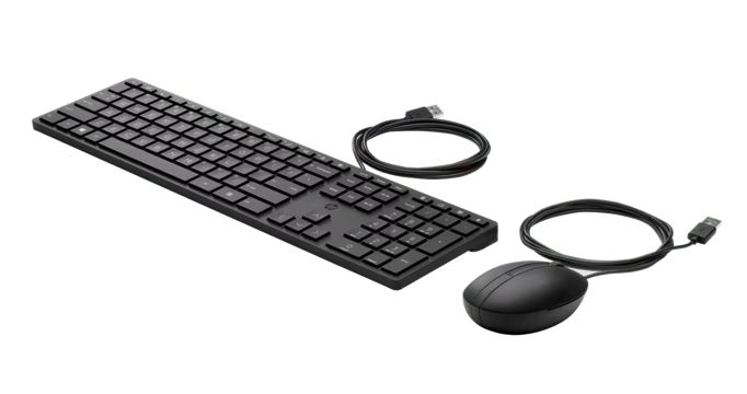 HP 320MK USB Wired Desktop Keyboard Mouse Combo | Reduced-Size Quiet Keys & Spill-Resistant Design for PC & Notebook