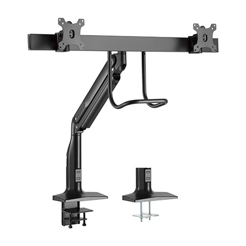 Brateck Dual Monitor Gas Spring Aluminum Arm Fits 17-35 Inch Curved Displays Up to 10kg VESA 75x75/100x100 with Cable Management