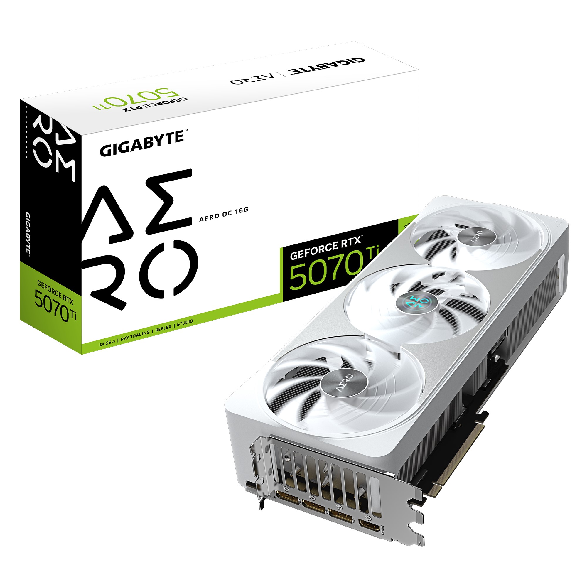 Gigabyte GeForce RTX 5070 Ti AERO OC 16GB GDDR7 2588 MHz Core 8960 CUDA Cores PCIe 5.0 Graphics Card with WINDFORCE Cooling and RGB Lighting