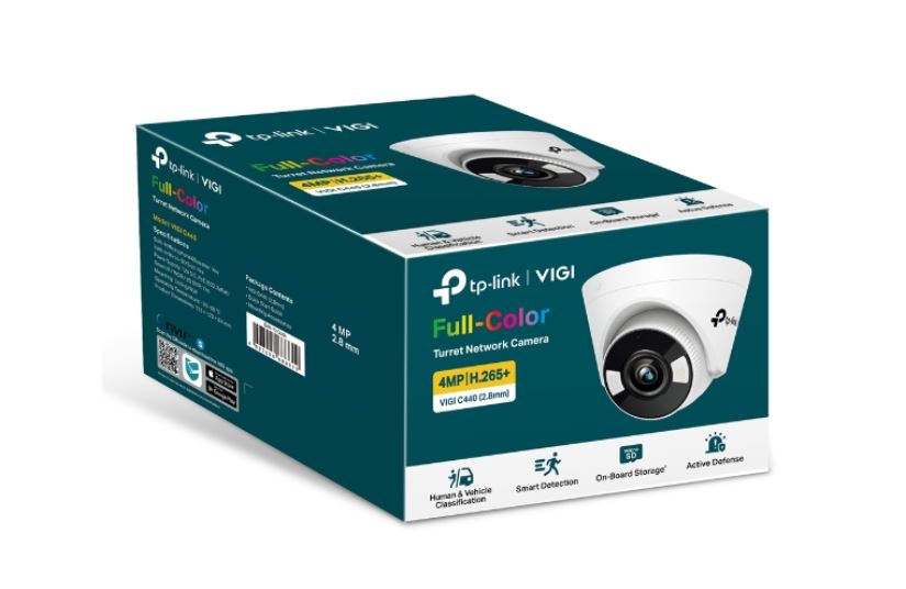 TP-Link VIGI C450 5MP Full-Colour Turret Network Camera with 4mm Lens, Two-Way Audio, Corridor Mode & Smart Detection - 3 Year Warranty