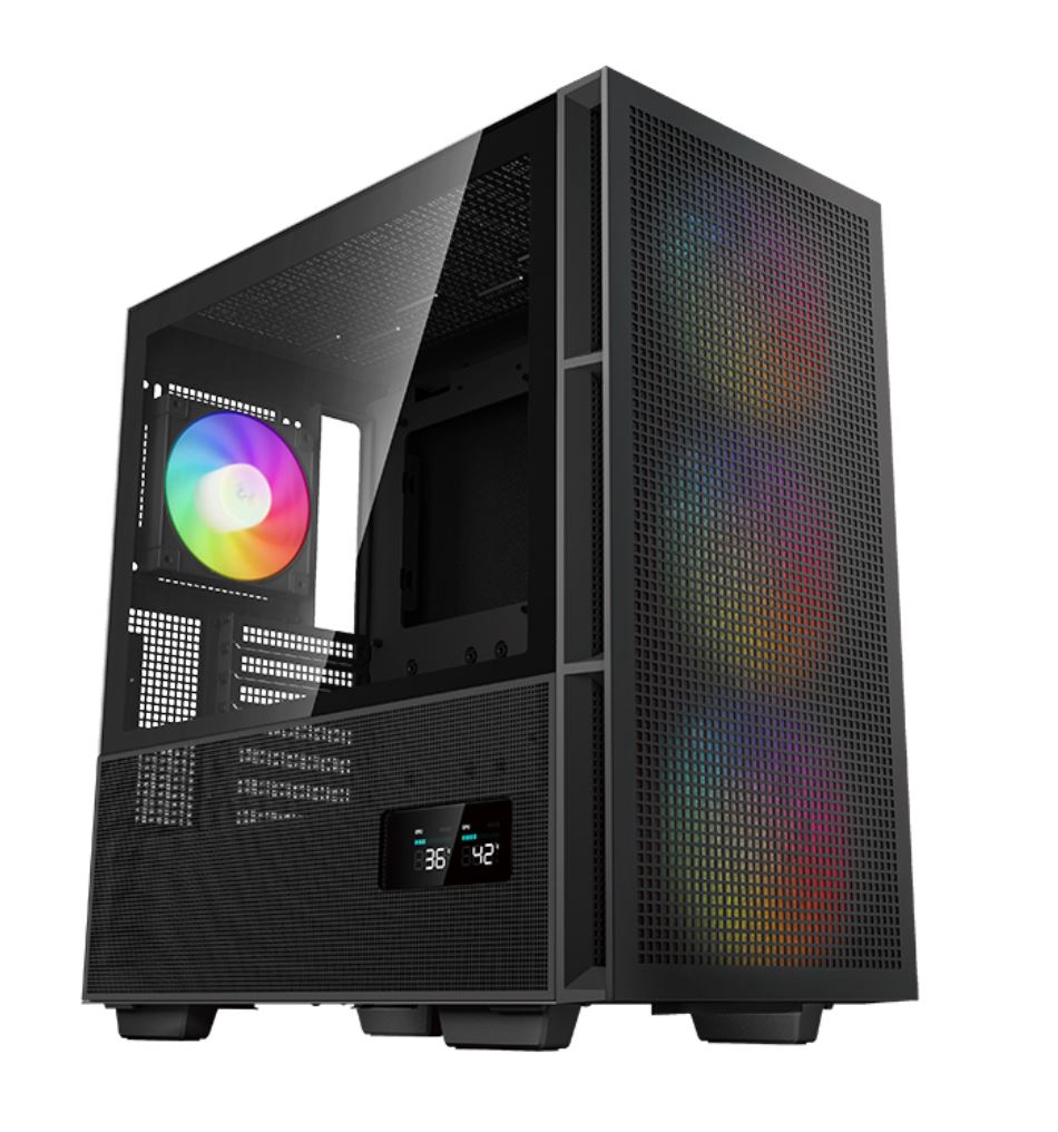 DeepCool CH560 DIGITAL High Airflow Mid-Tower ATX Case with Tempered Glass, Magnetic Hybrid Mesh, 3x 140mm ARGB Fans & Dual-Status Digital Display