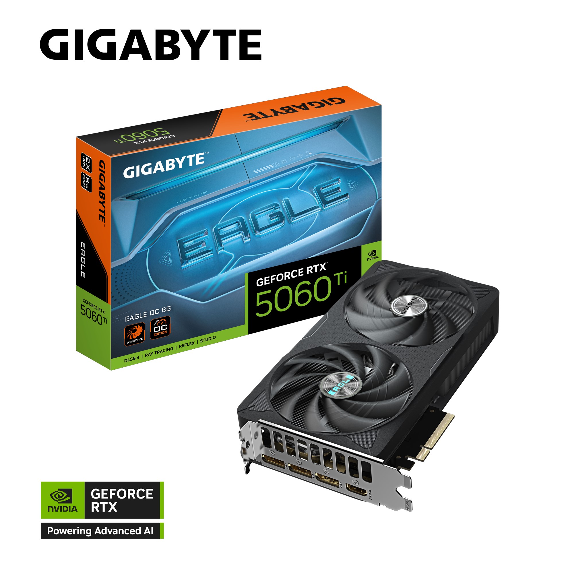 GIGABYTE GeForce RTX 5060 Ti EAGLE OC 8GB GDDR7 PCI-E 5.0 Graphics Card with WINDFORCE Cooling & DisplayPort 2.1b
