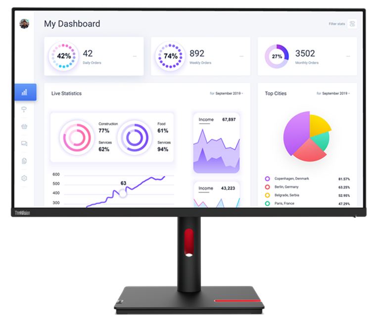 LENOVO ThinkVision T32p-30 31.5-inch 4K UHD IPS Monitor 3840x2160 60Hz with USB-C, HDMI, DP, 9-Port USB Hub & RJ45 LAN