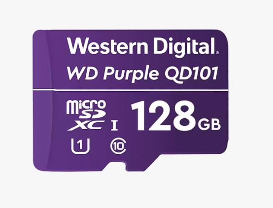 Western Digital WD Purple SC QD101 128GB Ultra Endurance microSDXC Card for Surveillance Cameras - Weather & Humidity Resistant, 24/7 Continuous Recording