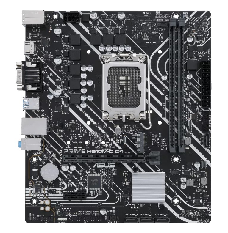 ASUS PRIME H610M-D D4-CSM mATX Motherboard Intel LGA 1700 DDR4 64GB PCIe 4.0 M.2 1Gb Ethernet HDMI D-Sub USB 3.2 Gen1 SATA 6Gbps