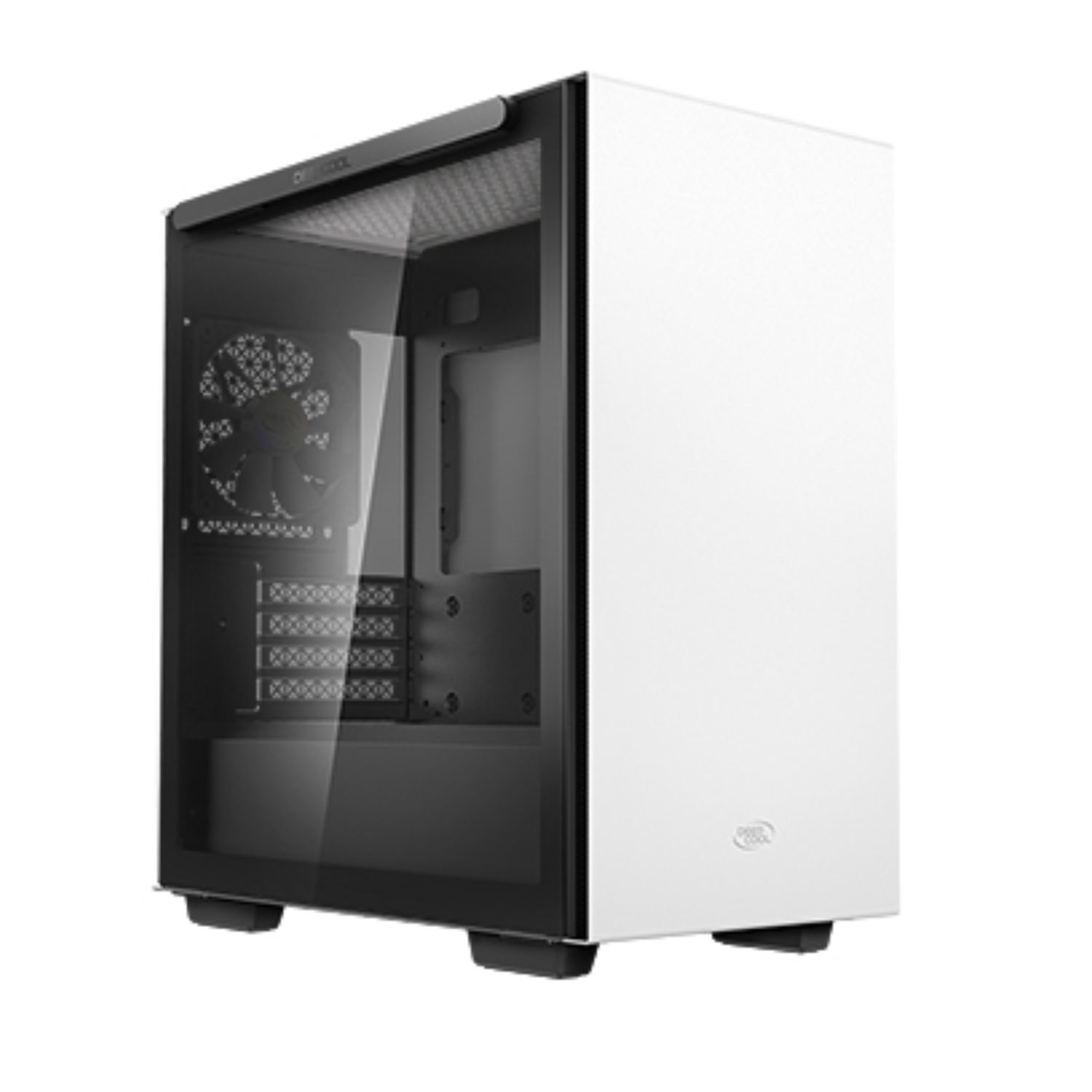 DeepCool MACUBE 110 White Minimalistic Micro-ATX Case with Magnetic Tempered Glass, Adjustable GPU Holder, Removable Drive Cage, and Preinstalled 120mm Fan