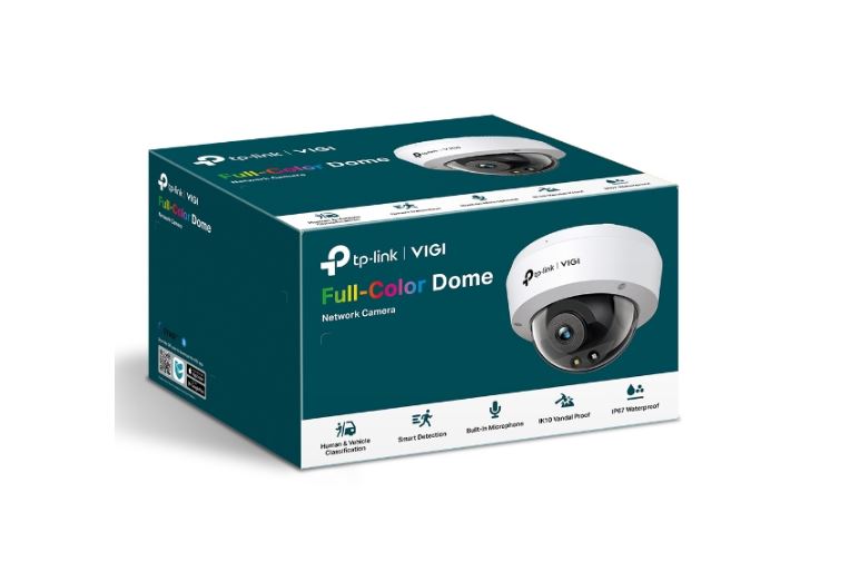 TP-Link VIGI 4MP C240 (4mm) Full-Color Dome Network Camera with AI Smart Detection, IP67 Waterproof & IK10 Vandal Proof, PoE/12V DC, Built-In Microphone, 3-Year Warranty