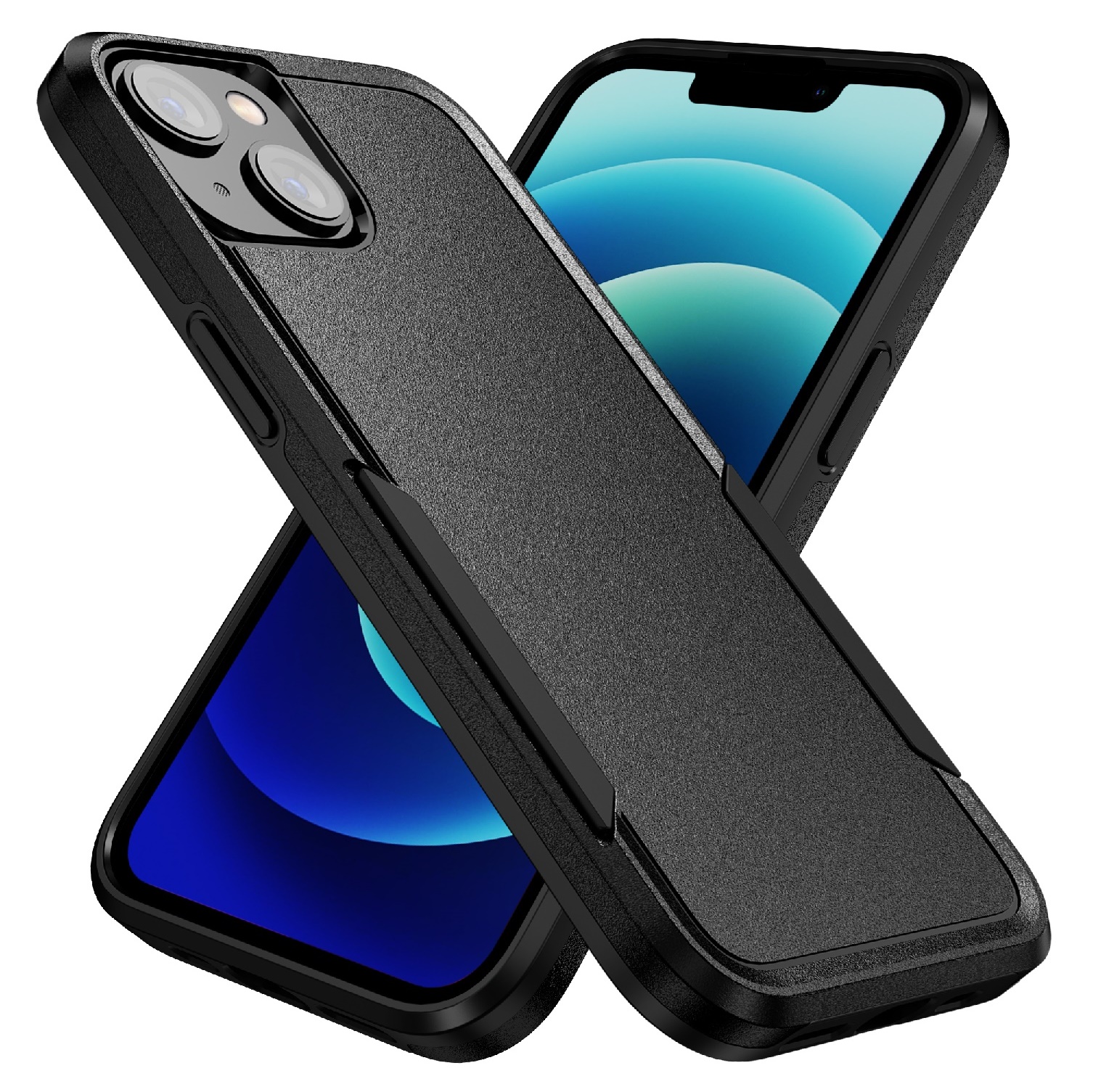 Phonix Apple iPhone 14 Plus Armor Light Case Black - Dual-Layer Rugged Protection, Port Covers, No-Slip Grip, Sleek Pocket-Friendly Design