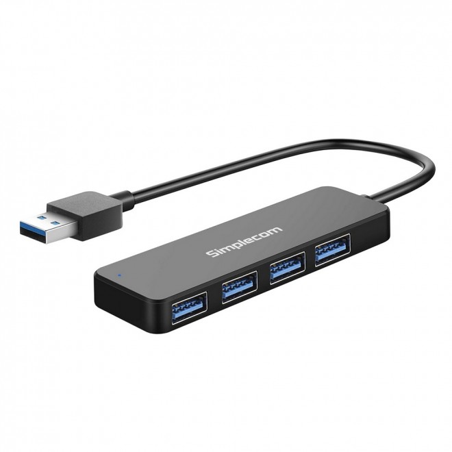 Simplecom CH342 USB 3.0 (USB 3.2 Gen 1) 4-Port SuperSpeed USB Hub for PC & Laptop – Ultra Slim, Plug & Play, Compatible with Windows & MacOS