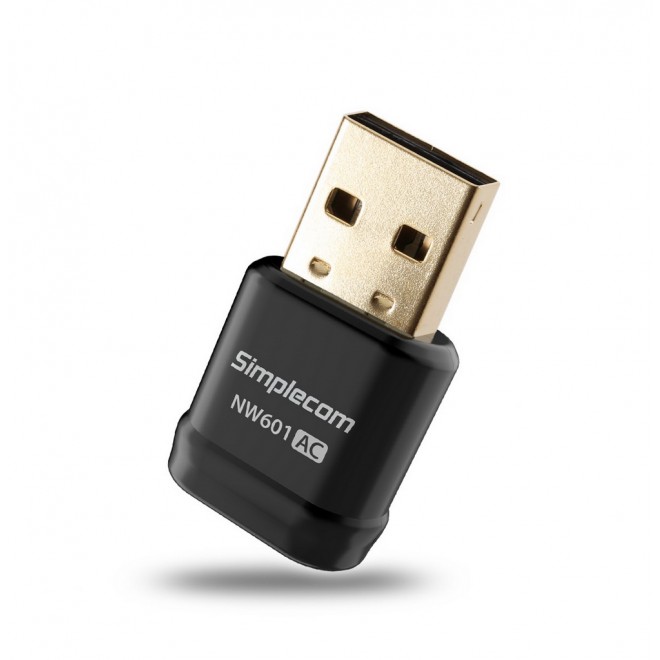 Simplecom NW601 AC600 Mini Dual Band USB WiFi Adapter – 802.11ac Wireless USB 2.0, 150Mbps @2.4GHz, 433Mbps @5GHz, WPS Button