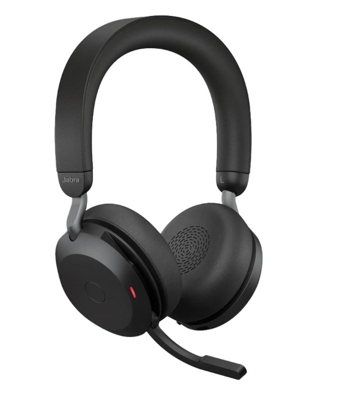 Jabra Evolve2 75 Wireless Headset USB-A Link380a MS Stereo Black with 8-Mic Beamforming, ANC, 36H Battery & Fast Charge