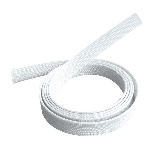 Brateck Braided Cable Sock 1000x20mm Polyester Sleeve White - Flexible & Cuttable Cable Organizer