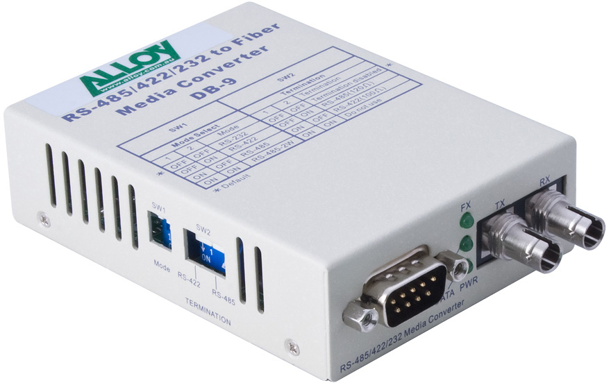 Alloy SCR460ST-3 RS-232/422/485 DB-9 Serial to Singlemode Fibre Converter with 20Km Range, Standalone or Rack Module