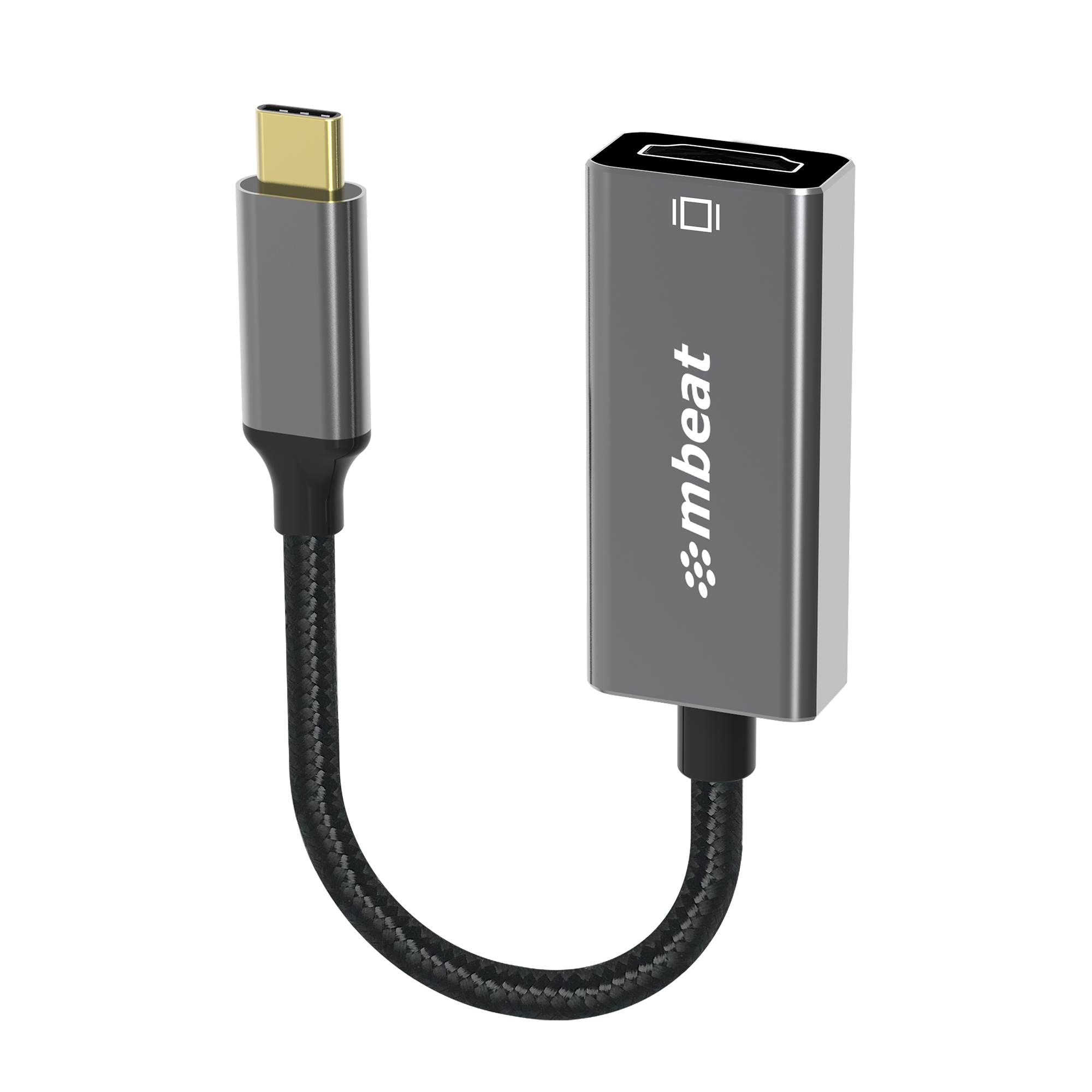 mbeat Elite USB-C to HDMI Adapter 4K@60Hz, Gold Plated, Aluminium Housing, Nylon Braided Cable, USB 3.1 Gen 1