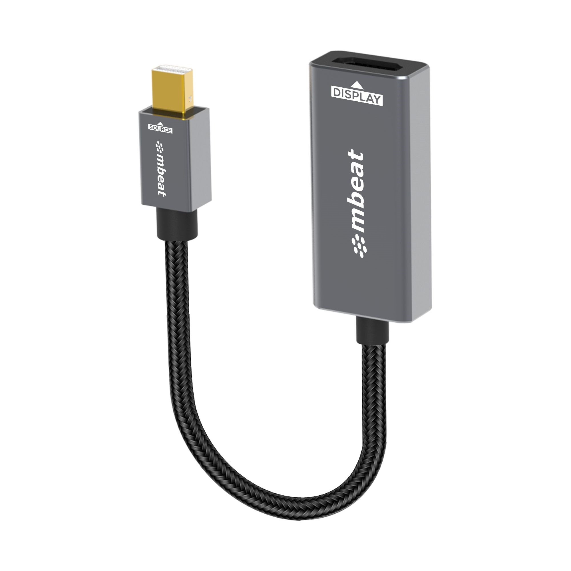 mbeat ToughLink Mini DisplayPort to HDMI Adapter 1080p @60Hz, Aluminum Casing, Gold-Plated Connector, 15cm Cable