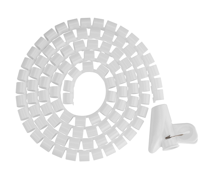 Brateck 15mm Diameter Coiled Tube Cable Sleeve - Flexible Polyethylene Cable Organizer 1000x15mm White