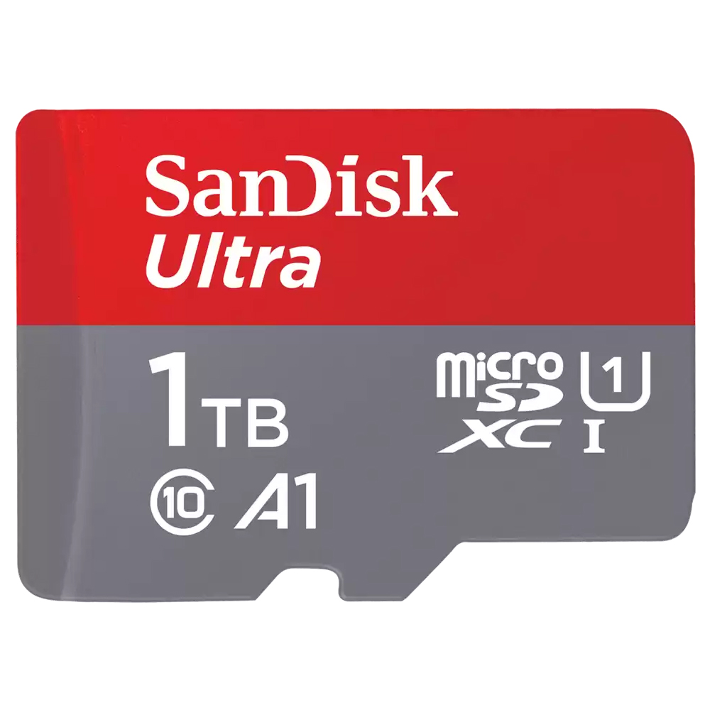 SanDisk Ultra 1TB microSDXC UHS-I Memory Card with SD Adapter – 150MB/s Transfer Speed, A1 App Performance, Class 10, Full HD Video Support, 10-Year Warranty