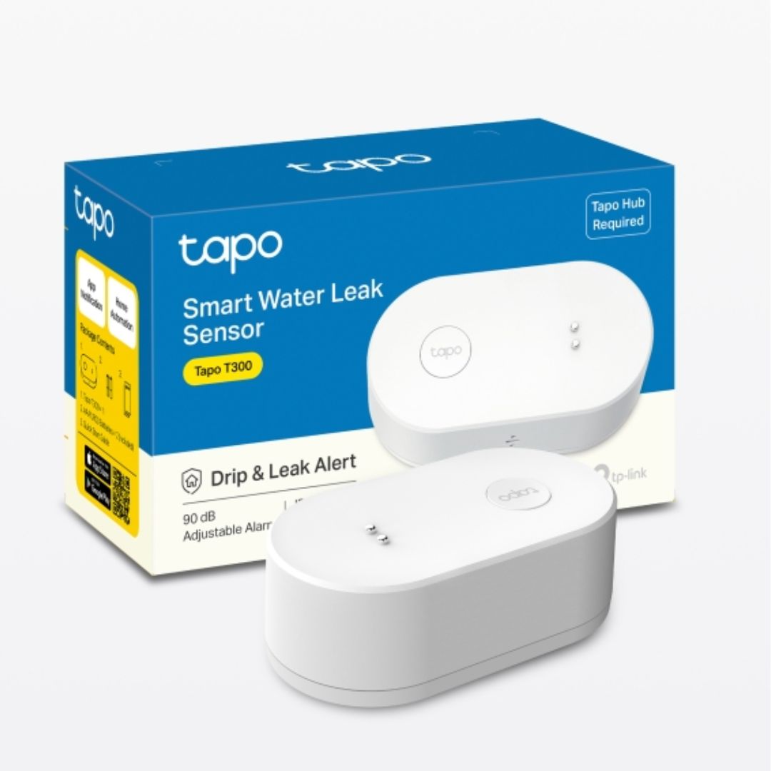 TP-Link Tapo T300 Smart Water Leak Sensor with 90 dB Alarm, IP67 Waterproof, Hub Supported, Dual-Probe Detection