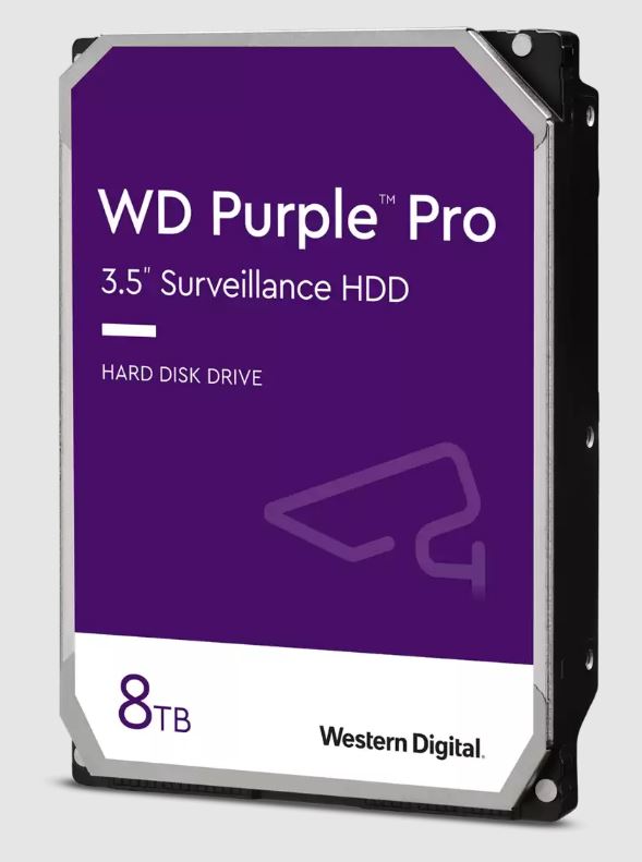 Western Digital WD Purple Pro 8TB 7200RPM 256MB Cache SATA III Surveillance HDD for 24x7 NVR/DVR Systems, 64 Cameras, 550TBW Workload