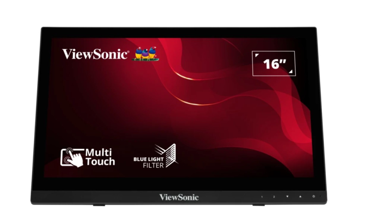 ViewSonic TD1630-3 16" 10-Point Projected Capacitive Touchscreen Monitor with HDMI, VGA, Dual Speakers, Scratch-Resistant Glass, VESA Mount
