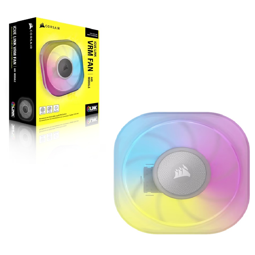 Corsair iCUE LINK CapSwap Module VRM Fan – 70mm, 3000 RPM, 20.5 CFM, Digital Control, White, Tool-Free Installation