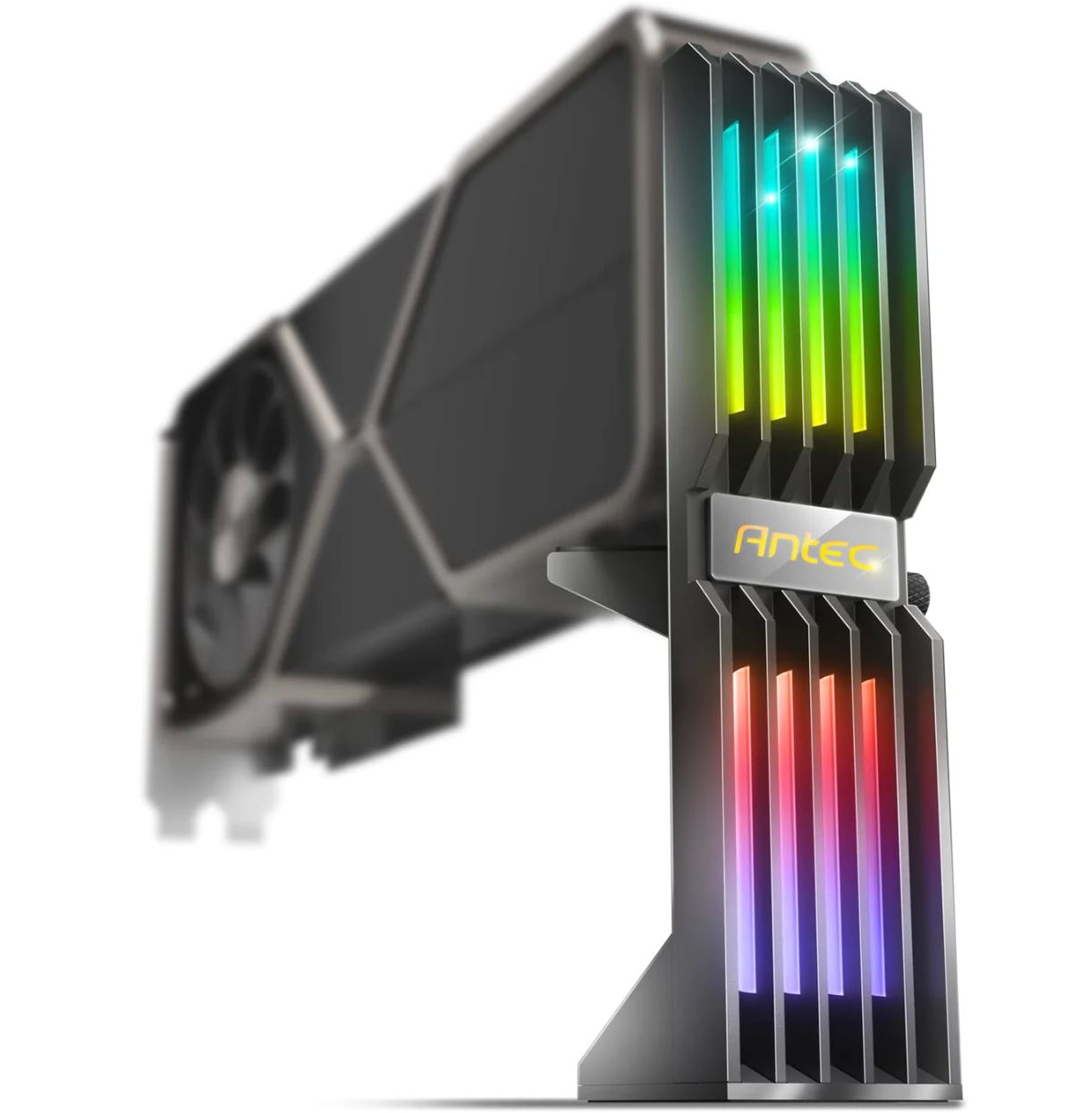 Antec RGB GPU Support Bracket with Adjustable Height & Magnetic Base, Addressable 5V 3-PIN ARGB Connector, Black