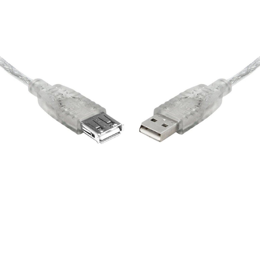 8Ware 2m USB 2.0 Extension Cable A Male to A Female Transparent Metal Sheath Cord