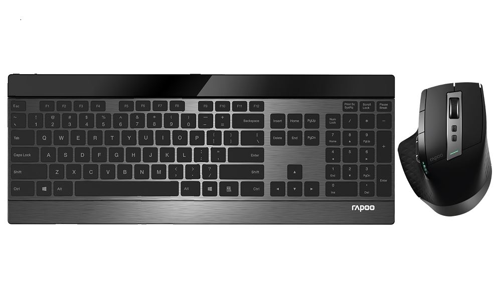RAPOO 9900M Multi-mode Wireless Ultra-Slim Keyboard & Mouse Combo - Bluetooth 3.0/4.0, 2.4 GHz, Adjustable DPI, Aluminum Alloy Base