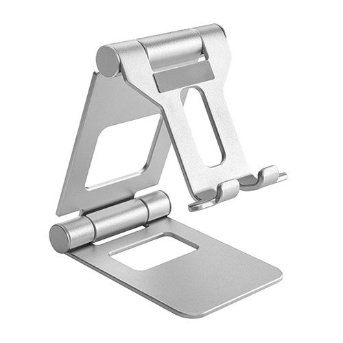 Brateck Aluminium Foldable Stand Holder for Smartphones & Tablets up to 10", Silver, 125x75x17mm - Adjustable Viewing & Cable Management