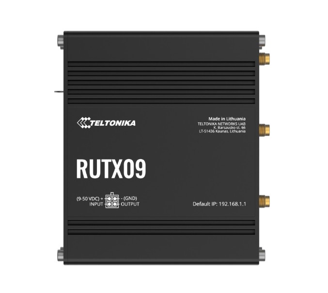 Teltonika RUTX09 Industrial 4G LTE Cat 6 Cellular Router with Dual SIM, Gigabit Ethernet, GNSS & Rugged Design