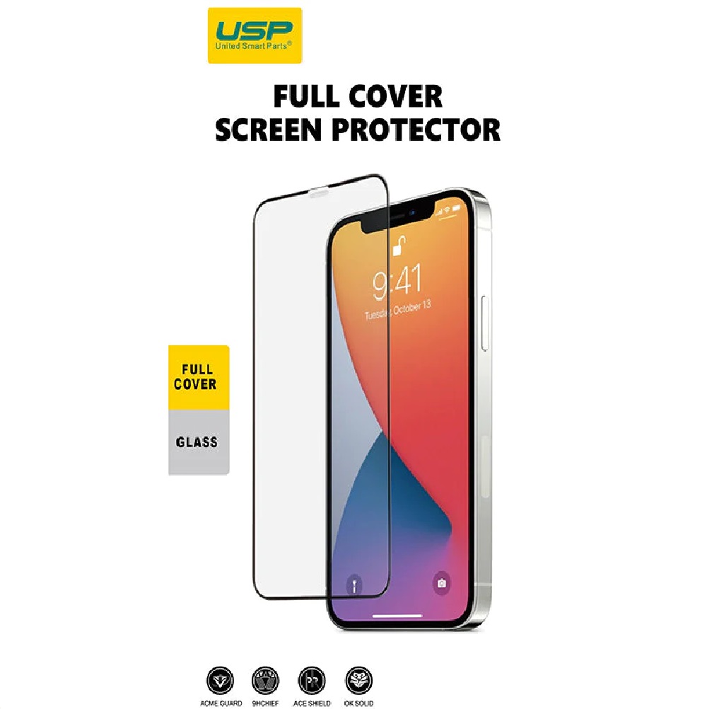USP Tempered Glass Screen Protector for Apple iPhone 16e/14/13/13 Pro - Full Coverage, 9H Hardness, Anti-Fingerprint, Bubble-Free Installation