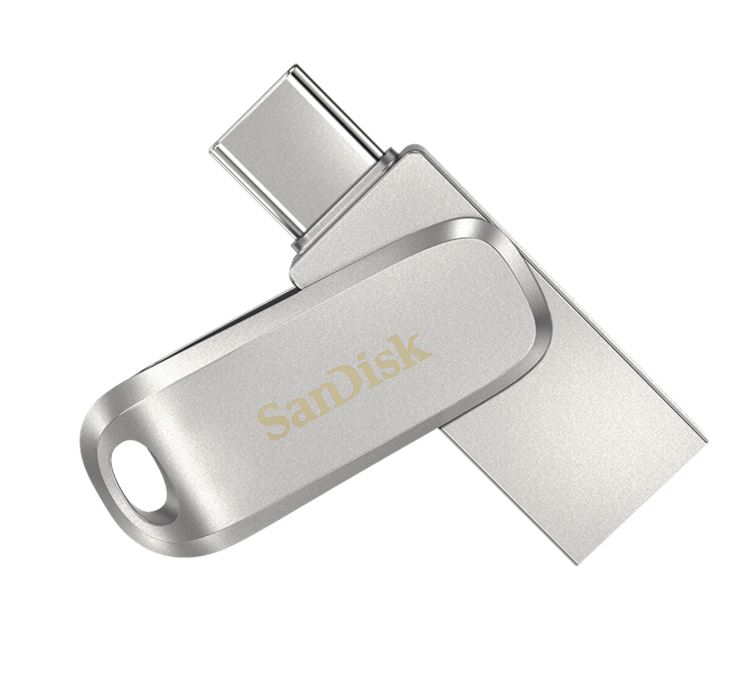 SanDisk 512GB Ultra Dual Drive Luxe USB-C & USB-A Flash Drive 150MB/s USB 3.2 Gen 1 Swivel Metal Memory Stick for Android, Mac & PC