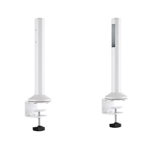 Brateck Slatwall Desk Mounting Pole with Clamp & Grommet Installation - Heavy-Duty Steel, Matte White, 50kg Capacity, 2 Poles Included (MABT-SW02-3)