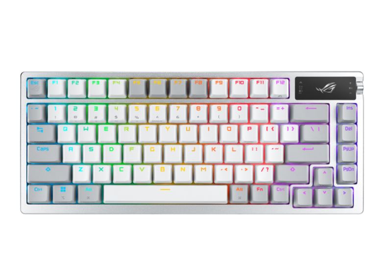 ASUS ROG Azoth 75% Wireless Gaming Keyboard with OLED Display, Hot-Swappable ROG NX Mechanical Switches, Tri-Mode Connection, White