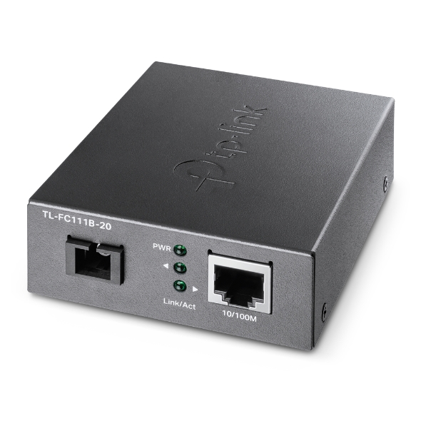 TP-Link TL-FC111B-20 10/100 Mbps WDM Media Converter, 20KM Single-Mode Fiber, 1310nm TX/1550nm RX, IEEE 802.3u Compatible