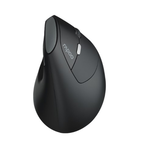 Rapoo EV250 Silent Vertical Ergonomic Wireless Optical Mouse with 6 Buttons and Adjustable 800-1600 DPI - Black