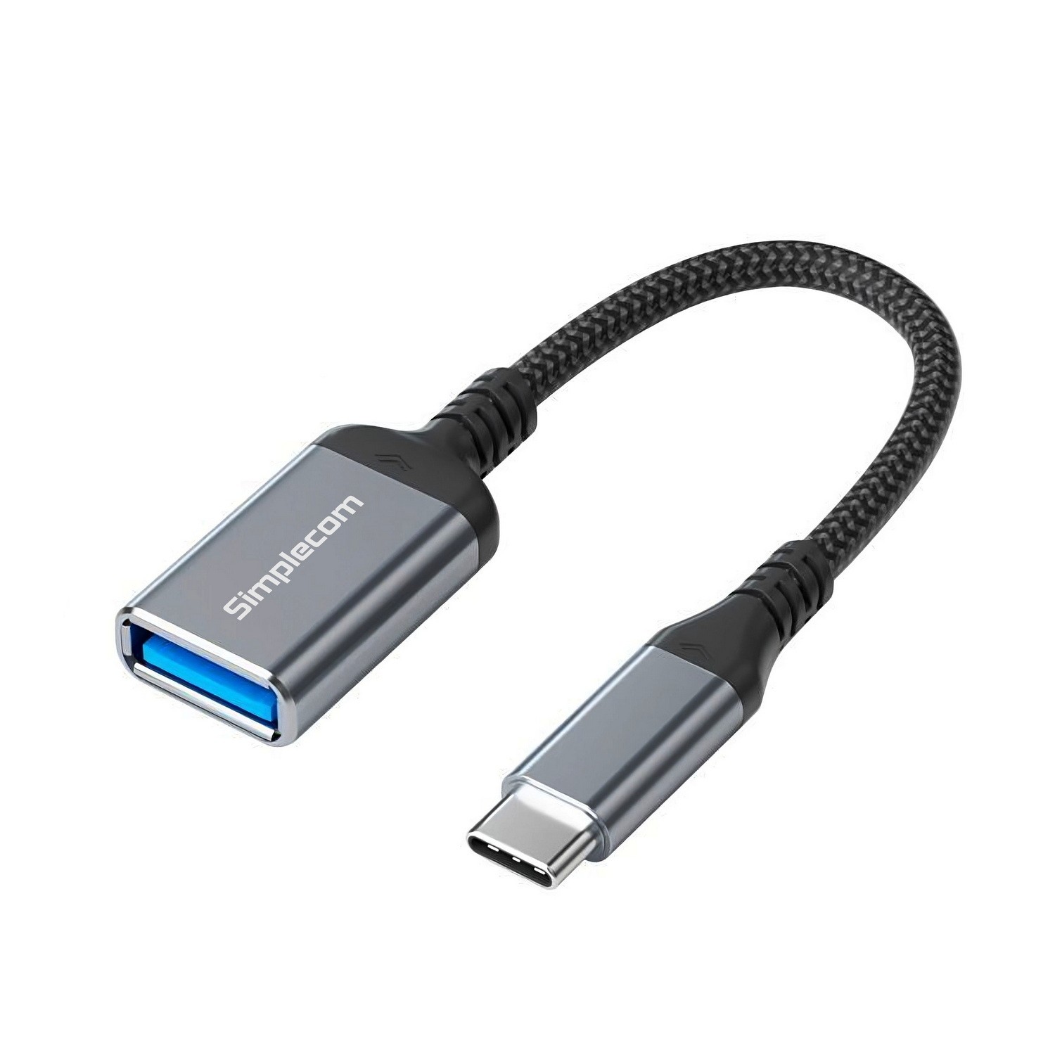 Simplecom CA131 USB-C Male to USB-A Female USB 3.0 OTG Adapter Cable - 5Gbps Data Transfer, Nylon Braided, Aluminium Shell, 15cm
