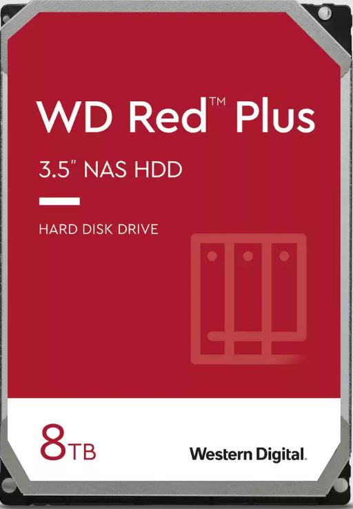 Western Digital WD Red Plus 8TB 3.5 Inch NAS HDD SATA WD80EFPX 215MB/s 5640 RPM 256MB Cache 3-Year Warranty