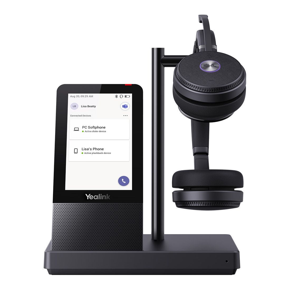 Yealink WH66 Dual Teams DECT Wireless Headset with UC Workstation, HD Voice, Noise Cancellation & 330° Adjustable Mic, Leather Ear Cushions, Microsoft Teams Certified