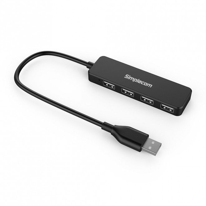 Simplecom CH241 Hi-Speed 4 Port Ultra Compact USB 2.0 Hub – Portable USB-A Expansion with 480 Mbps Data Transfer